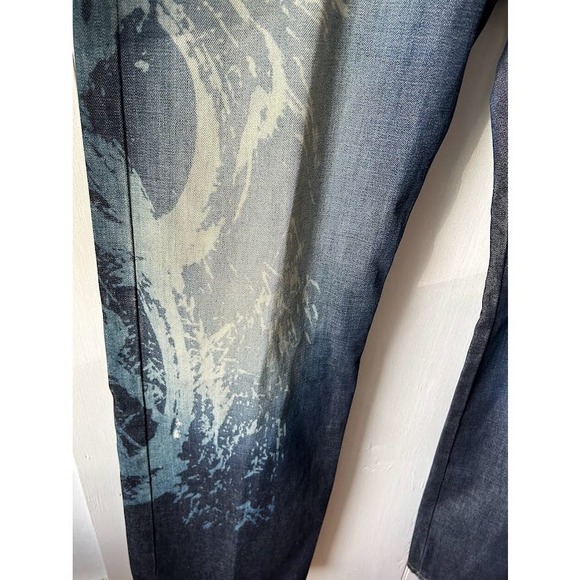 Vintage China rare factory distressed Jeans embroidered button dragon size 40 - Picture 9 of 16